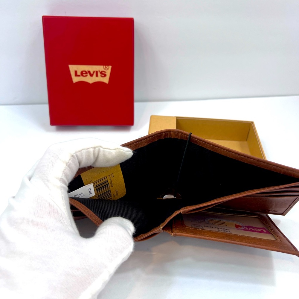 LEVI'S, MENS BROWN SINGLE FOLD MEN'S WALLET, RFID PROTECTION - Picture 8 of 12